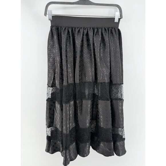 Ahiri Lace Satin Clover Skirt Black Unlined Size S - Picture 2 of 5